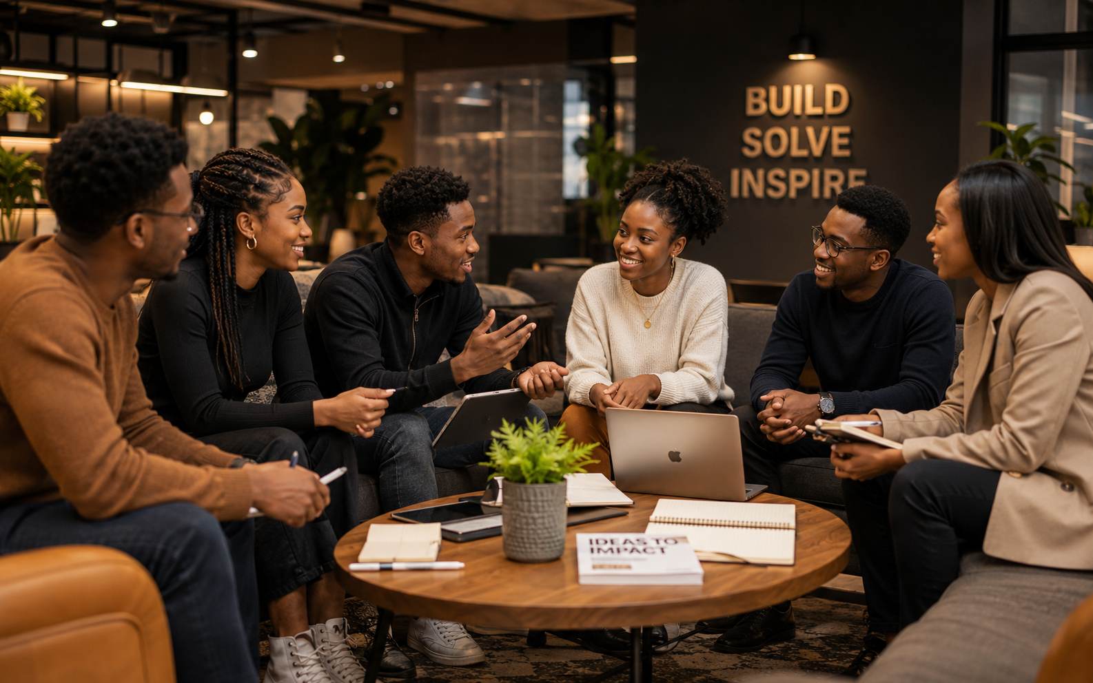 Young people in a group mentorship discussion