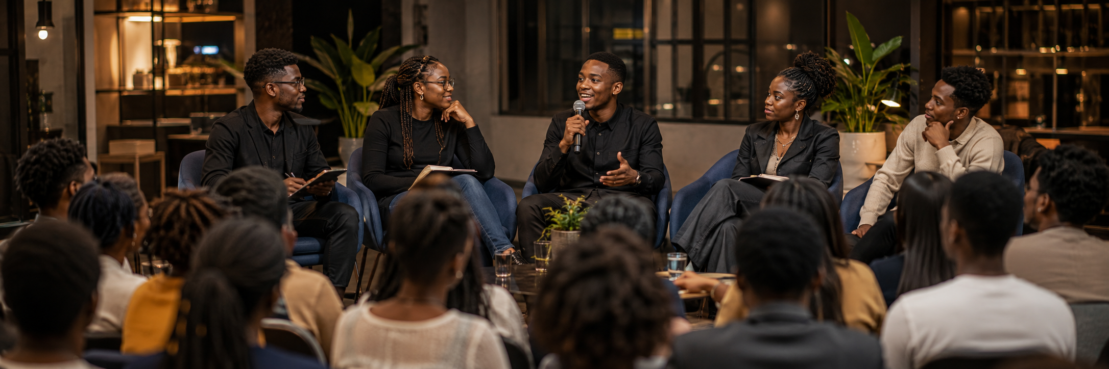 Friday mentorship panel in front of students